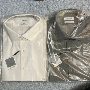 Calvin Klein White and Gray Dress Shirts Elegant Formal Wear